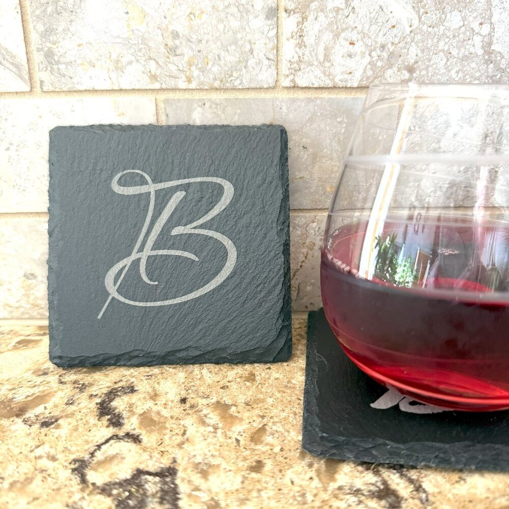 NEW - Personalized Monogram Custom Slate Coasters (Set of 4)